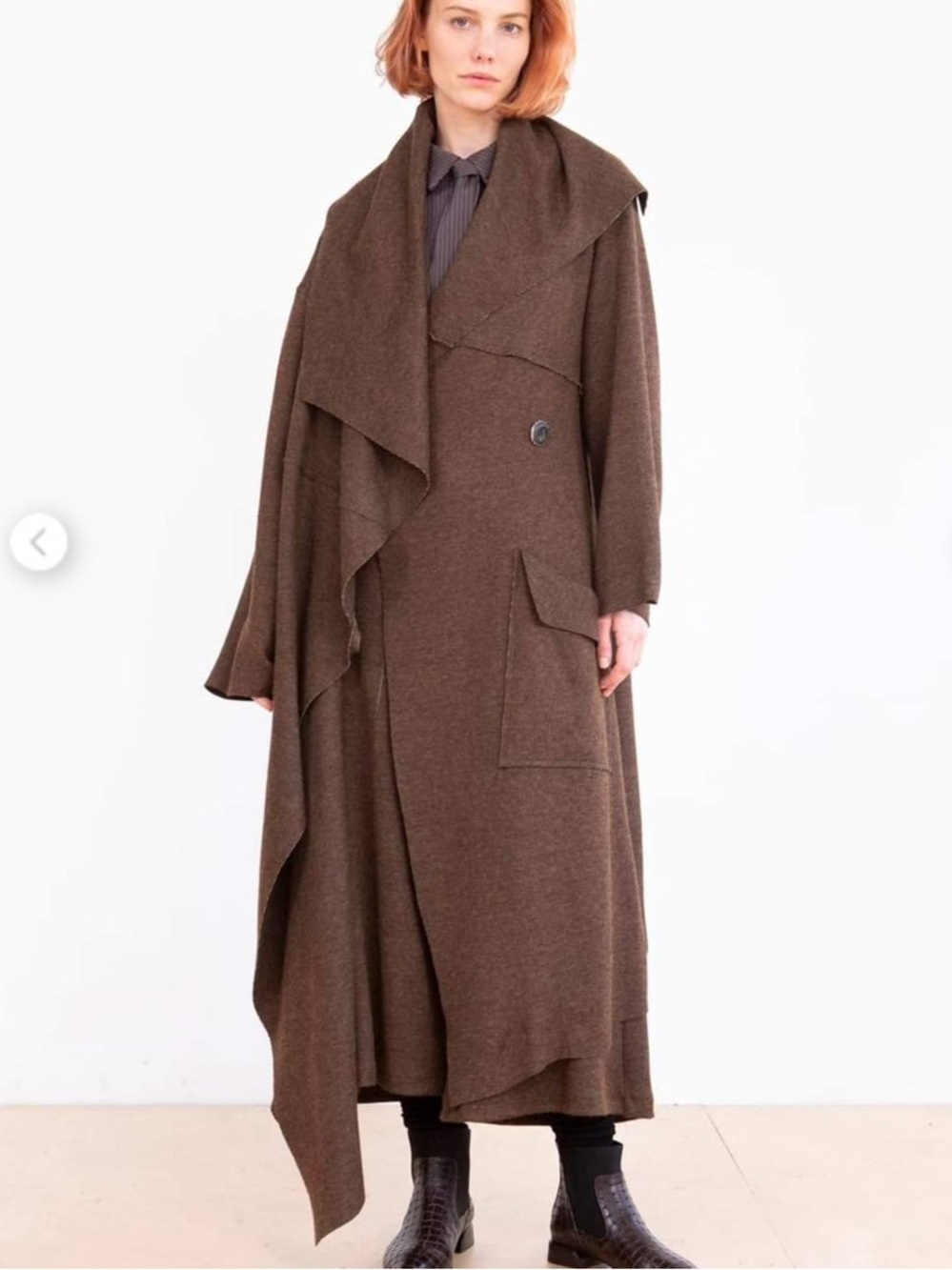 Gershonb R A M Brown Draped Knit Coat